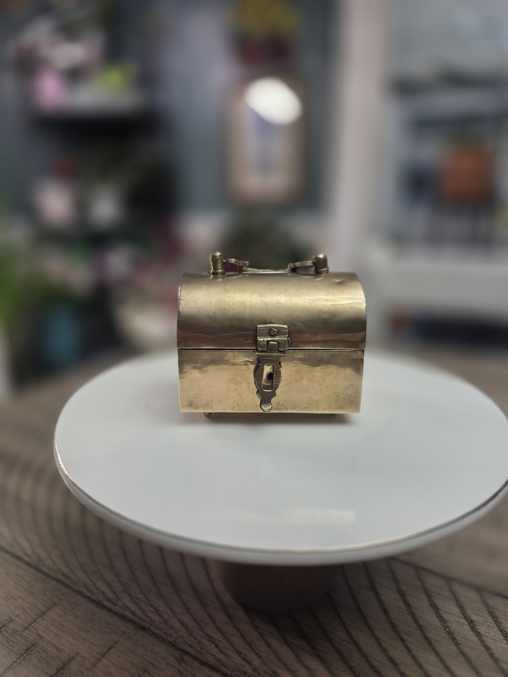 Gold Brass Mini Treasure Chest Key & Card Holder